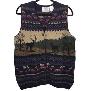 Northern Treasures Parkhurst VTG 90's Grannycore Woodsland Deer Sweater Vest M